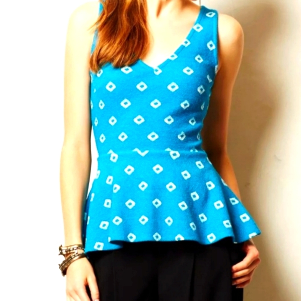 Postmark blue pattern peplum